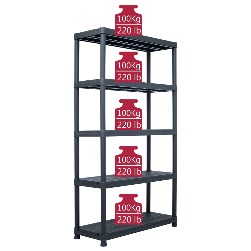 Storage Shelf Rack Black 500 kg 100x40x180 cm Plastic